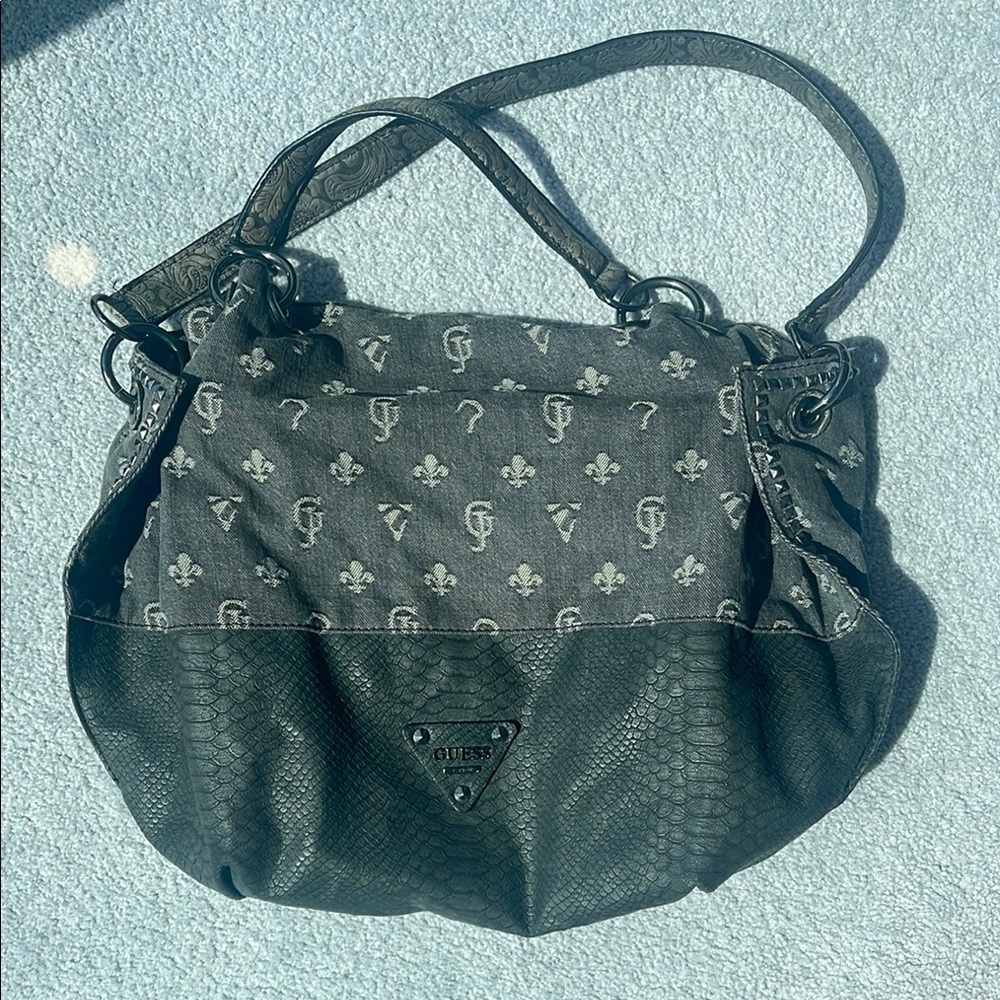 Guess Gray and Black Shoulder Bag with Elegant Hardware
